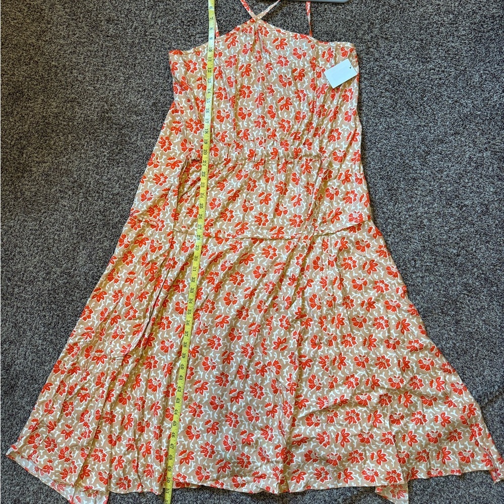 Joie Red Orange Floral Midi Summer Halter Dress size OX Plus Size MAYBE Large - Picture 11 of 13